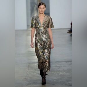 Carolina Herrera Runway New V Neck Sequin Embellished Midi Maxi Dress Size 6